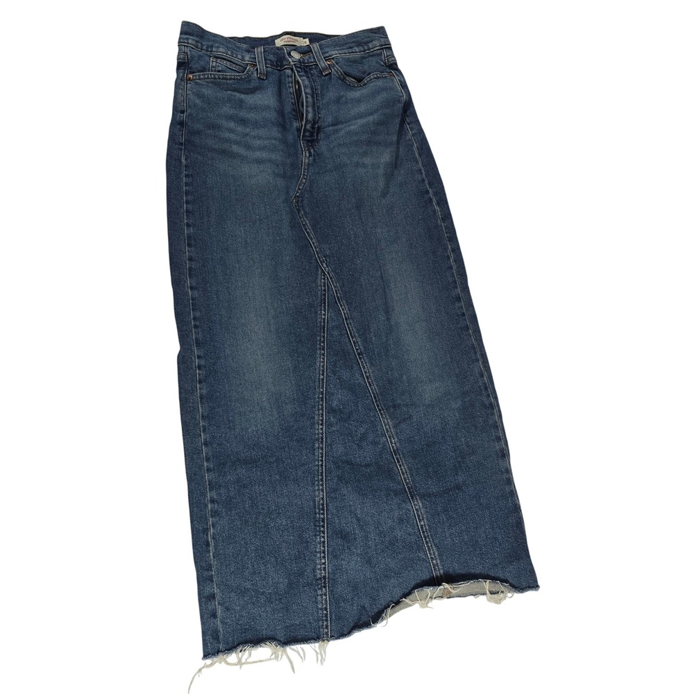 Signature by Levi Strauss Women Blue Denim Maxi Skirt Raw Hem Size 0 W25 S110790